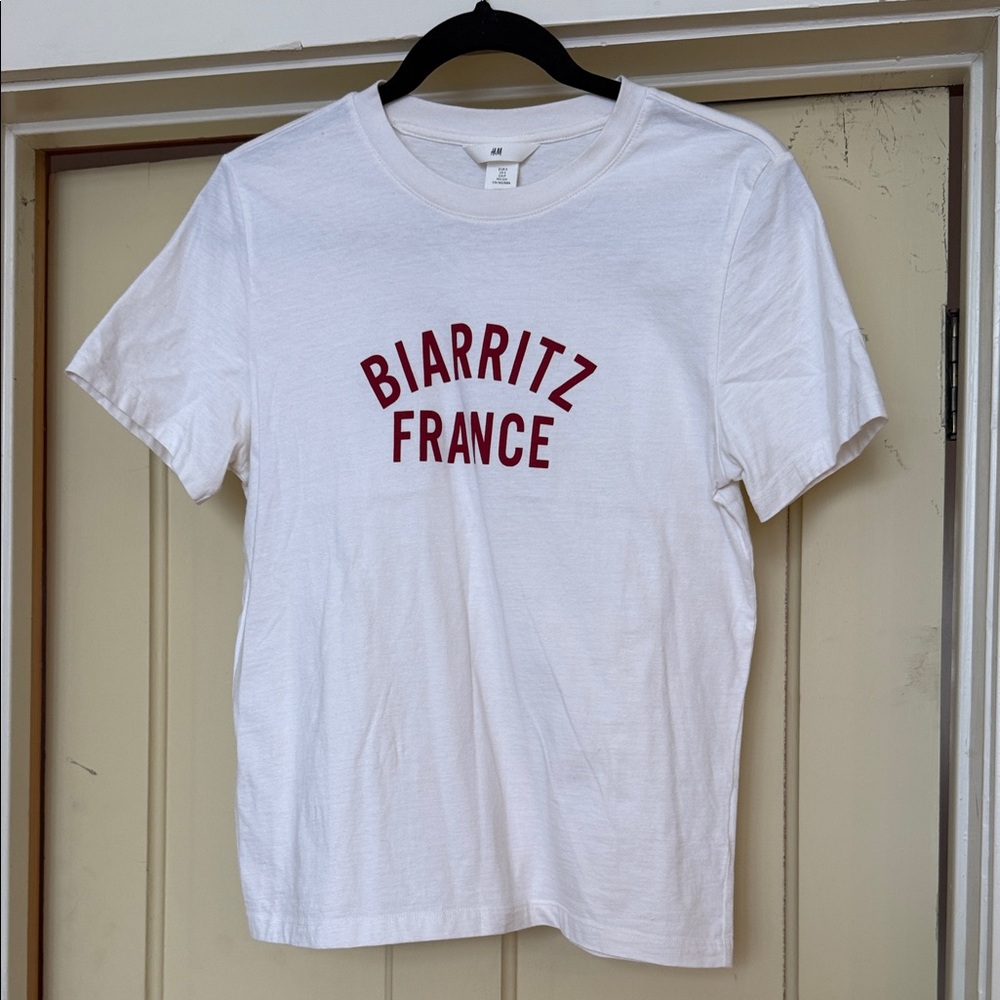 H&M White Tee with Red Print